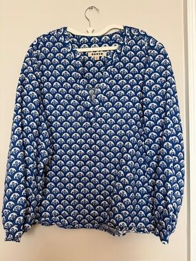 Boden Blue & White Printed Long Sleeve Blouse